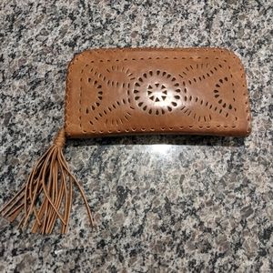Cleobella Leather Wallet Tan Tassel